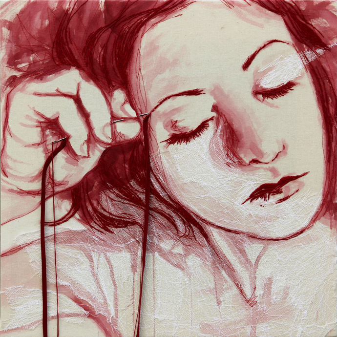 Ilaria-Margutti-_-I-miei-volti-(1)_-2011-_--Ricamo-su-tela-_-50x50cm