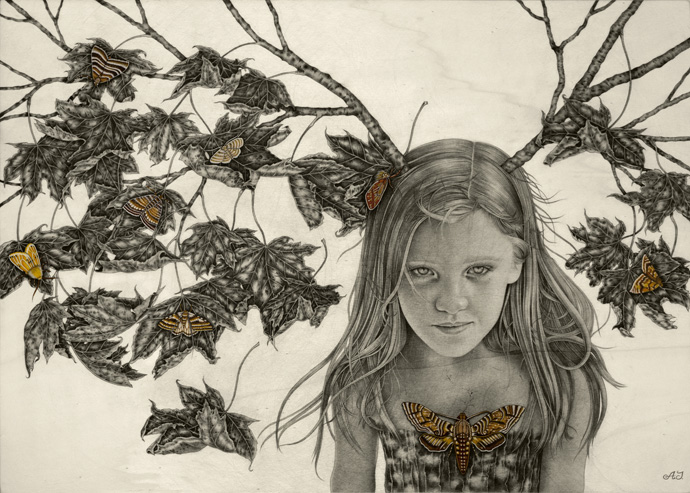 'Sophia'_50x70-cm_graphite,watercolor,ink-on-wood_2012.