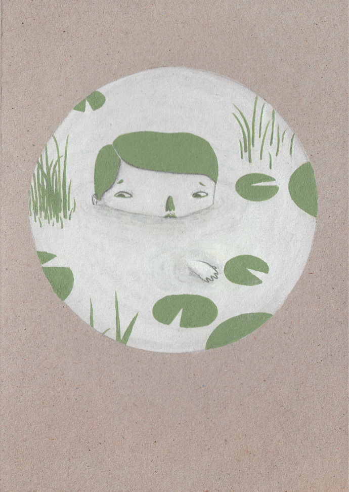 Don't look down * These are some smaller paintings I made in Barcelona based the feeling when I go swimming in the sea. At first it's fine and fun and then there's the moment I realize theirs so much underneath me. I always get a little scared.