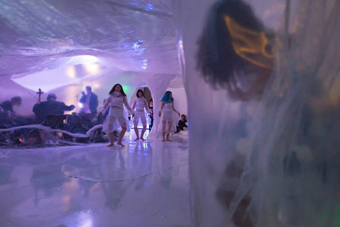 Glacier installation created for Chris Strouth's Antarctica performance (Photo by Michael Johnson)