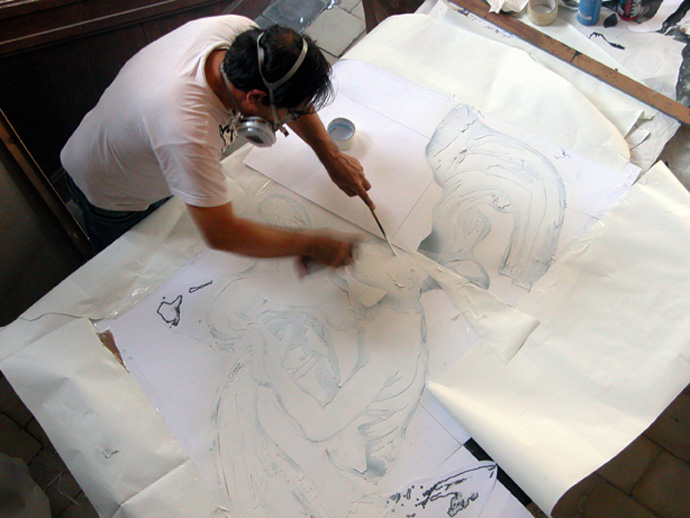 Blek le Rat ne suo studio - © Sybille Prou